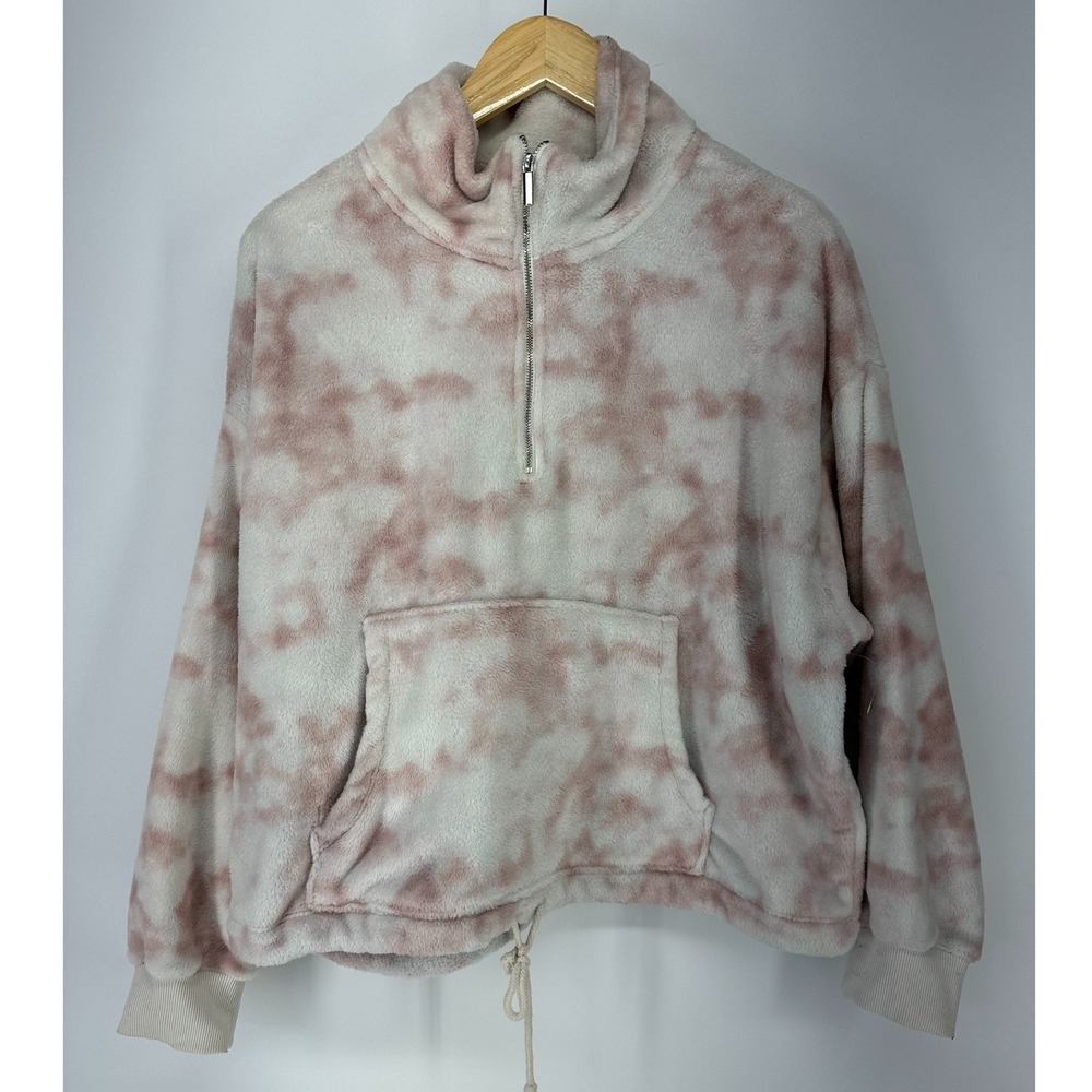 Old Navy Fleece Pullover Womens XL Pink Tie Dye Quarter Zip Sherpa Sweatshirt